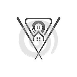 Billiards Home logo design vector. Sport labels for poolroom. Billiards club logo template