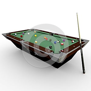 Billiards pooltable with balls,chalk and cuestick