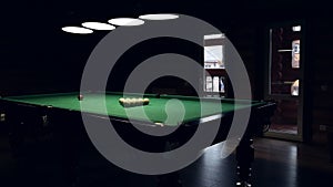 Billiards table and balls