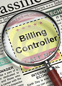 Billing Controller Hiring Now. 3D.