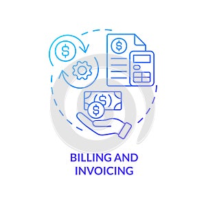 Billing and invoicing blue gradient concept icon
