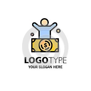 Billionaire, Man, Millionaire, Person, Rich Business Logo Template. Flat Color