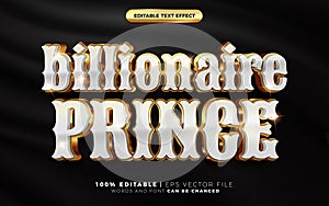 billionaire prince Luxury White Golden sparkle text style effect template editable text effect