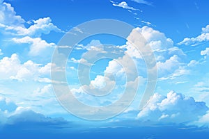 Billowing Blue sky clouds. Generate Ai