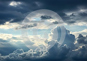 Billowing clouds fill the sky, creating a dramatic and beautiful cloudscape