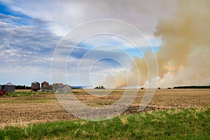 Billowing smoke from an agricultural fire