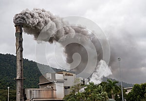 Billowing smoke stack