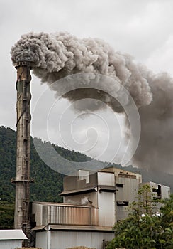 Billowing smoke stack