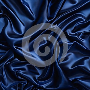 Billowing waves of indigo blue fabric have a rich, velvety texture that evokes a sense of luxury and opulence.
