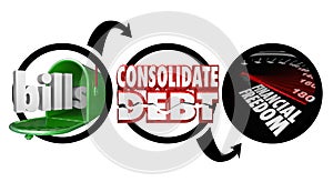 Bills Consolidate Debt Financial Freedom Diagram Reduce Money Ow