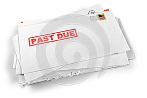 Past Due Bills Isolated on White Background