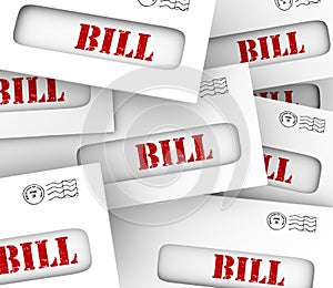 Bills Pile Overdue Payment Invoice Notices Budget Trouble Stress