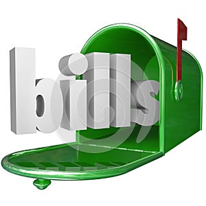 Bills Word in Mailbox Paying Down Debt Credit Card Payment