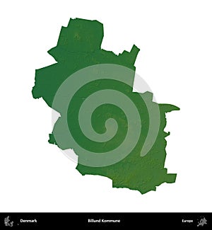 Billund Kommune, Denmark, isolated on white. Physical