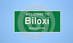 Biloxi, Mississippi city limit sign. Town sign from the USA.