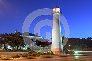 Biloxi, Mississippi Lighthouse at Night