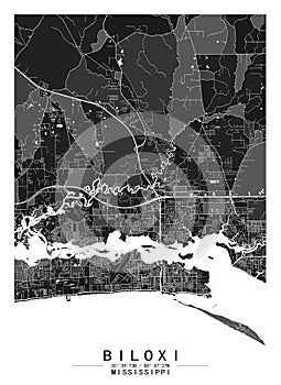 Biloxi Mississippi USA Creative Color Block city Map Decor Serie