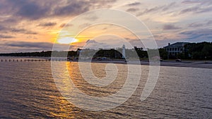 The Biloxi, Mississippi waterfront at sunset