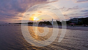 The Biloxi, Mississippi waterfront at sunset