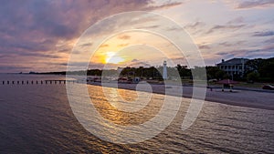 The Biloxi, Mississippi waterfront at sunset