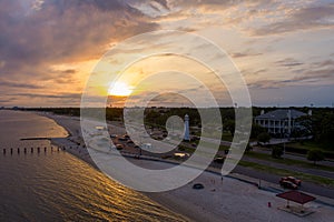 The Biloxi, Mississippi waterfront at sunset