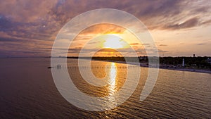 The Biloxi, Mississippi waterfront at sunset