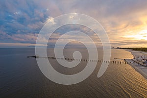 The Biloxi, Mississippi waterfront at sunset