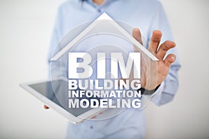 BIM - Building information modeling on virtual screen.