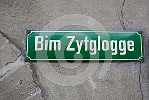 Bim Zytglogge street sign in Bern, Switzerland