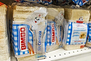 Bimbo toast white bread packaging in the supermarket Mallorca Spain