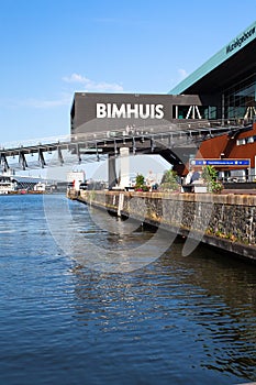 Bimhuis concert hall and harbor in Amsterdam
