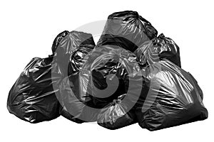 Bin bag garbage, Bin,Trash, Garbage, Rubbish, Plastic Bags pile isolated on background white