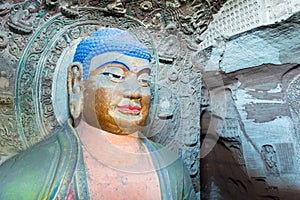 Bin County Cave Temple(UNESCO World heritage site). a famous Temple in Bin County, Shaanxi, China.