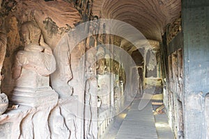 Bin County Cave Temple(UNESCO World heritage site). a famous Temple in Bin County, Shaanxi, China.