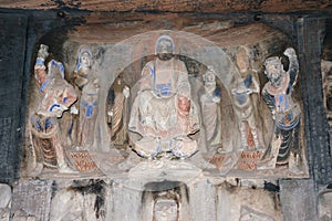 Bin County Cave Temple(UNESCO World heritage site). a famous Temple in Bin County, Shaanxi, China.