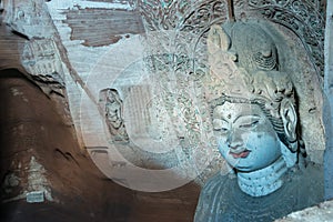 Bin County Cave Temple(UNESCO World heritage site). a famous Temple in Bin County, Shaanxi, China.