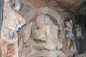Bin County Cave Temple(UNESCO World heritage site). a famous Temple in Bin County, Shaanxi, China.