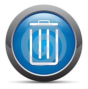 Bin icon premium blue round button vector illustration