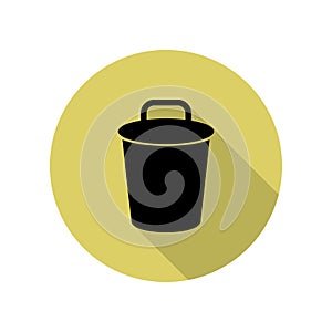 bin long shadow icon. Simple glyph, flat vector of web icons for ui and ux, website or mobile application