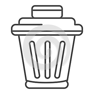 Bin thin line icon. Trash container, rubbish basket symbol, outline style pictogram on white background. Business or