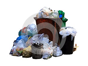 Bin, trash bag plastic, Garbage bag pile, Pollution from waste plastic, pile of bin trash junk dirty and garbage bag many