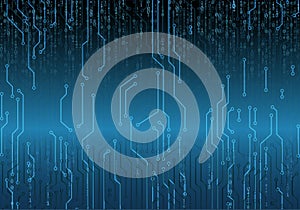 Binary circuit board future technology, blue cyber security concept background, . Web Developer. Computer Code