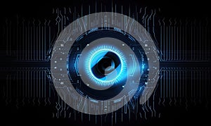Binary circuit future technology blue eye. Creating using generative AI
