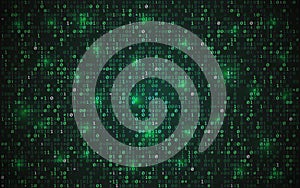 Binary code. Abstract matrix background. Futuristic data design. Digital green screen with data. Cyberpunk texture with