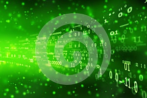 Binary Code Background, flowing number one and zero text in binary code format in technology background