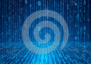 Binary code appears in a digital