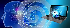 Binary Code ;aptop Background, artificial intelligence Digital eye Abstract technology background. Java, coding.