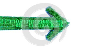 Binary code arrow moving forward