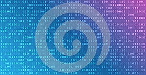 Binary code, artificial intelligence. Program code. Computer background of numbers. Analytics, sorting, structuring, information