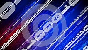Binary code backdrop with abstract blue and red binary numbers technology concept for cyber security, machine learning, and data